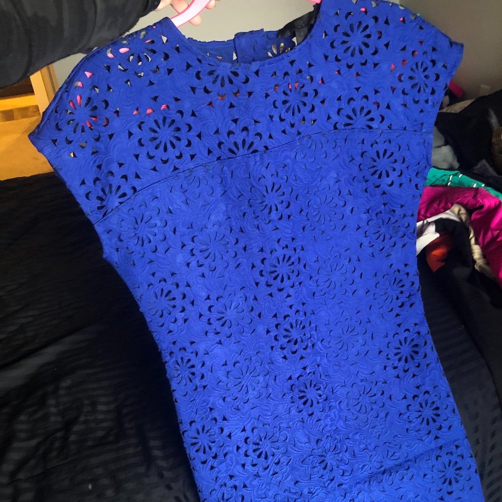 Banana Republic indigo Work Dress Laser Cut Detail
